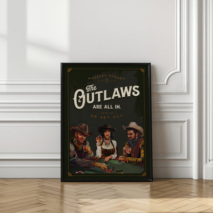 Outlaws Are All In Cool Cowboy Poker Art