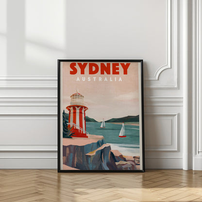 Sydney Australia Lighthouse Nautical Travel Art