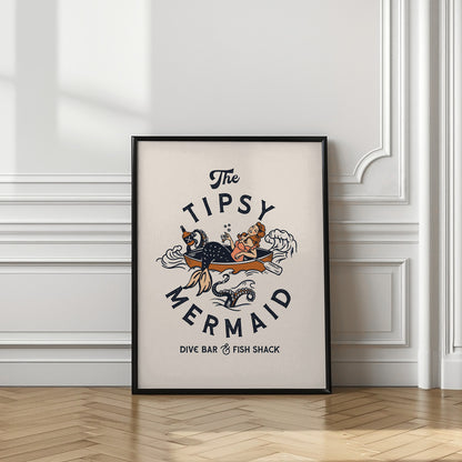 Tipsy mermaid dive bar | Mermaid bar wall art
