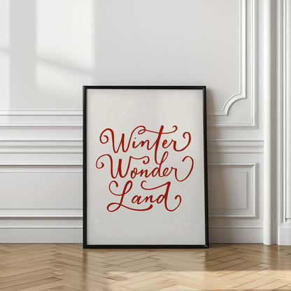 Winter Wonderland Text (green), Christmas NoǮl Holiday Winter Quote Typography Lettering