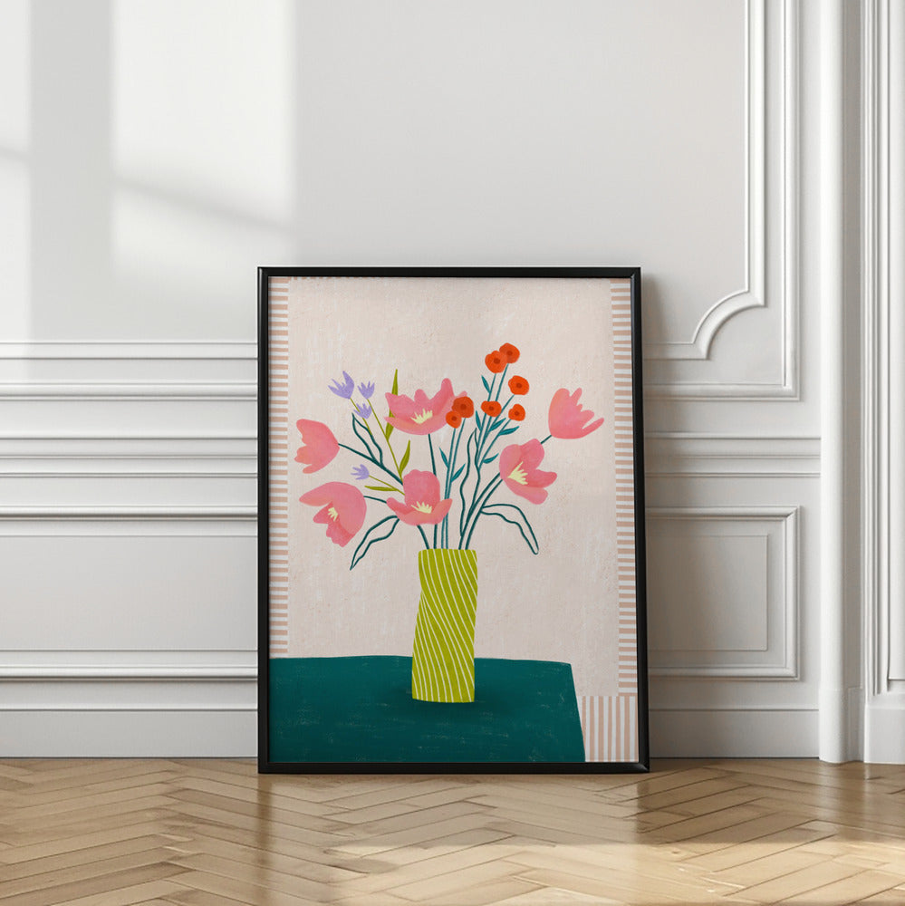Colorful Blossoms in Stripes