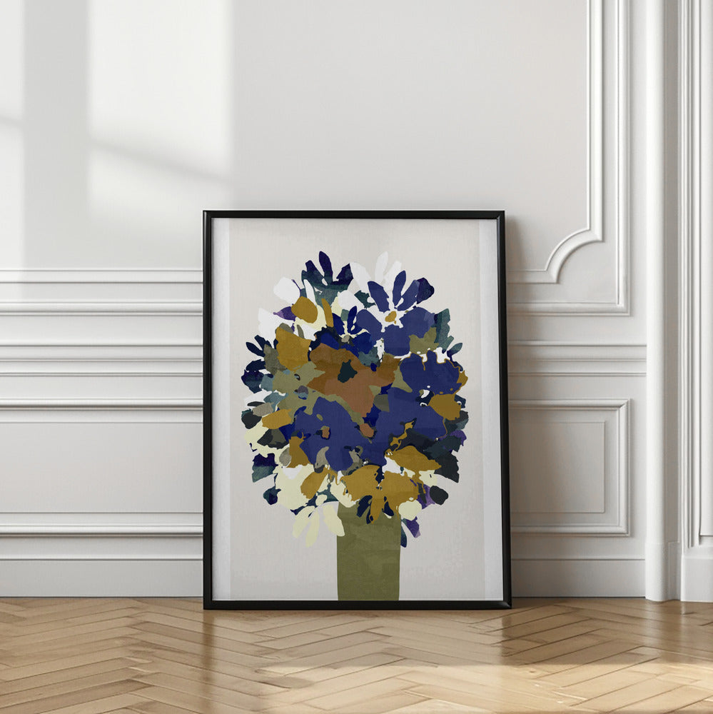 Blue and Brown Flowers In Vase
