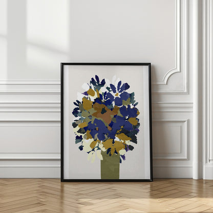 Blue and Brown Flowers In Vase