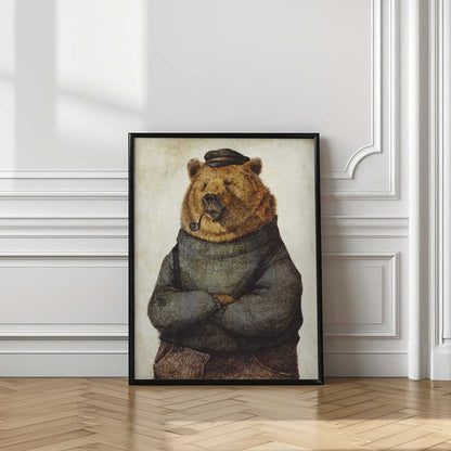 Bear Dressed In A Sweater And Cap