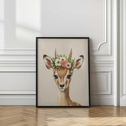 Deer Adorned With A Floral Crown