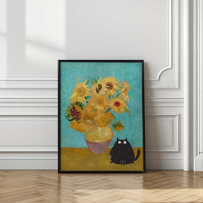 Whimsical Sunflower Cat