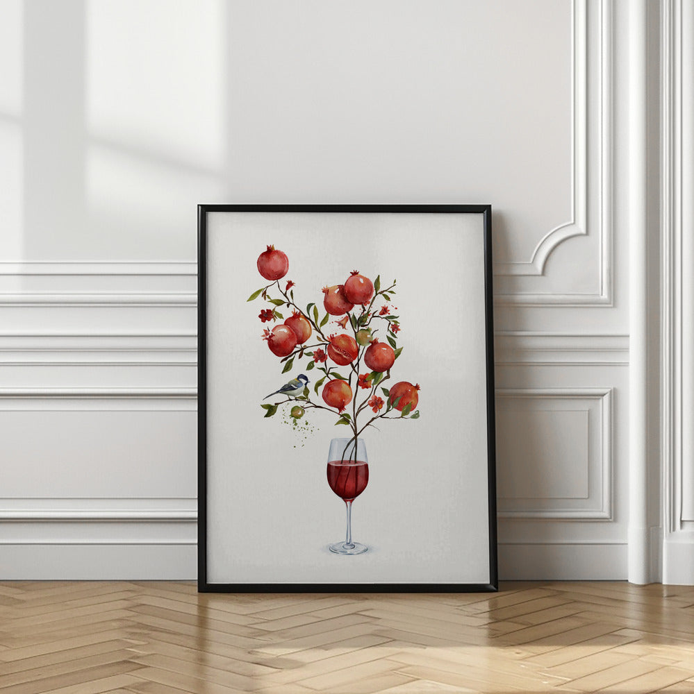 Pomegranate In a Glass of Wine
