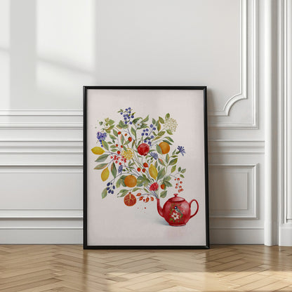 Fruit Symphony In a Red Teapot