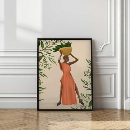 Elegant Woman Carrying Greens