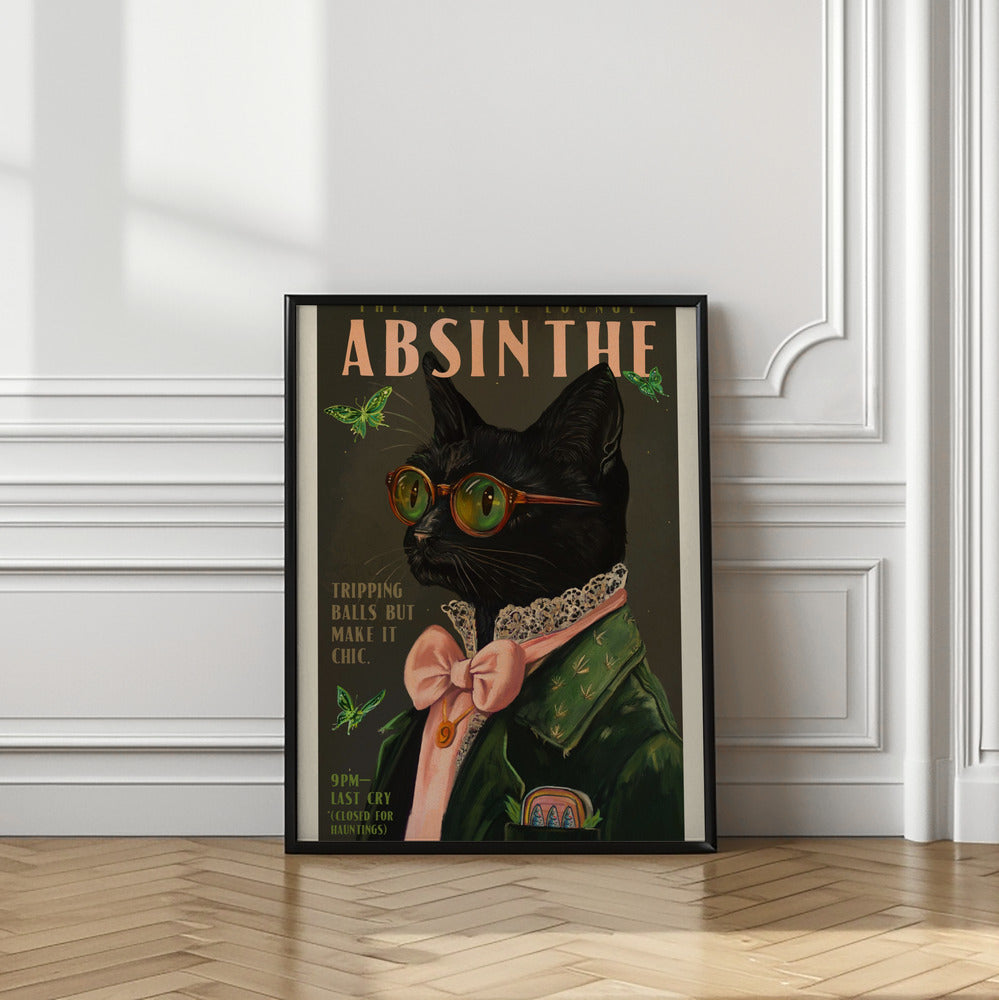 Chic Absinthe Cat Alcohol & Cocktail Bar Art