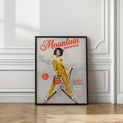 Ice Cold Beer Vintage Pinup Ski Art