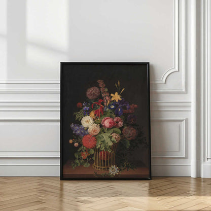 A Light Cane Basket With Flowers By C. D. Fritzsch
