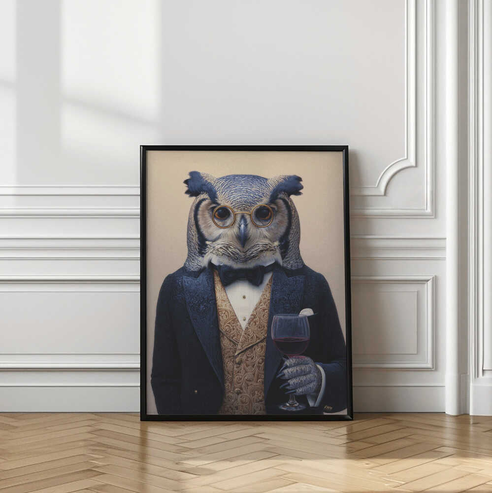 Owl In Midnight Blue Tuxedo