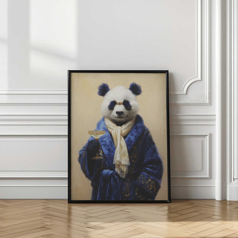 Panda In Blue Velvet Robe