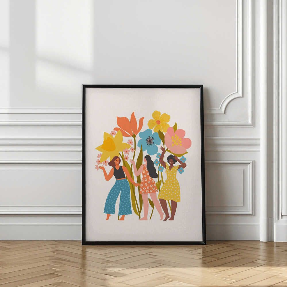 Joyful Women Among Flowers