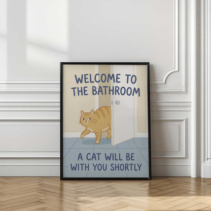 Funny Bathroom Cat Welcome