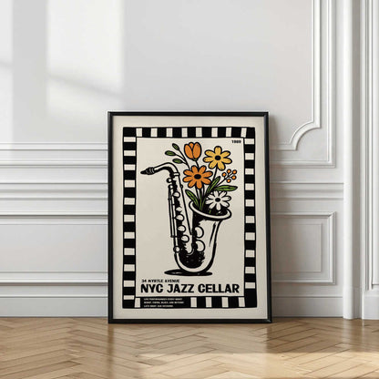 Retro Jazz Saxophone Flowers