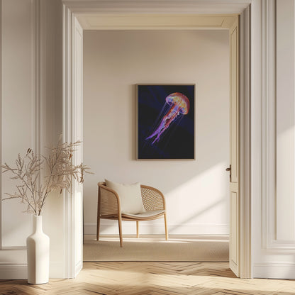 Jellyen | Neon Jelly Fish Wall Art Print | Luxury Bathroom Print
