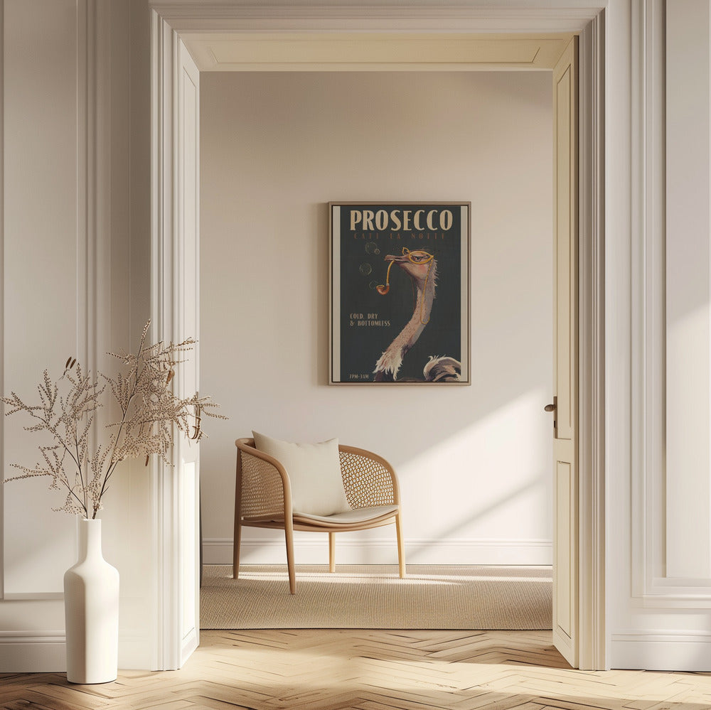 Art Deco Prosecco Wall Art Of An Ostrich