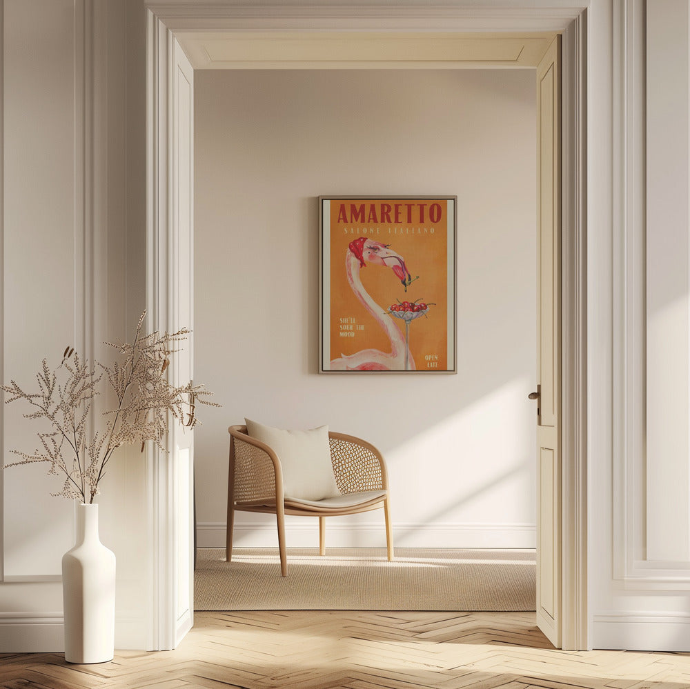 Amaretto Flamingo Art Deco Italian Cafe Travel Art