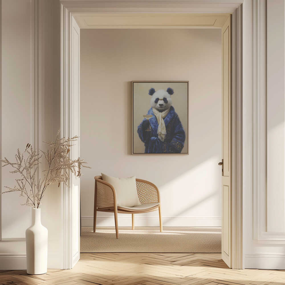 Panda In Blue Velvet Robe