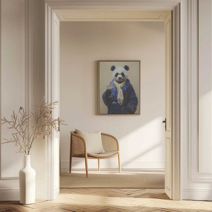 Panda In Blue Velvet Robe