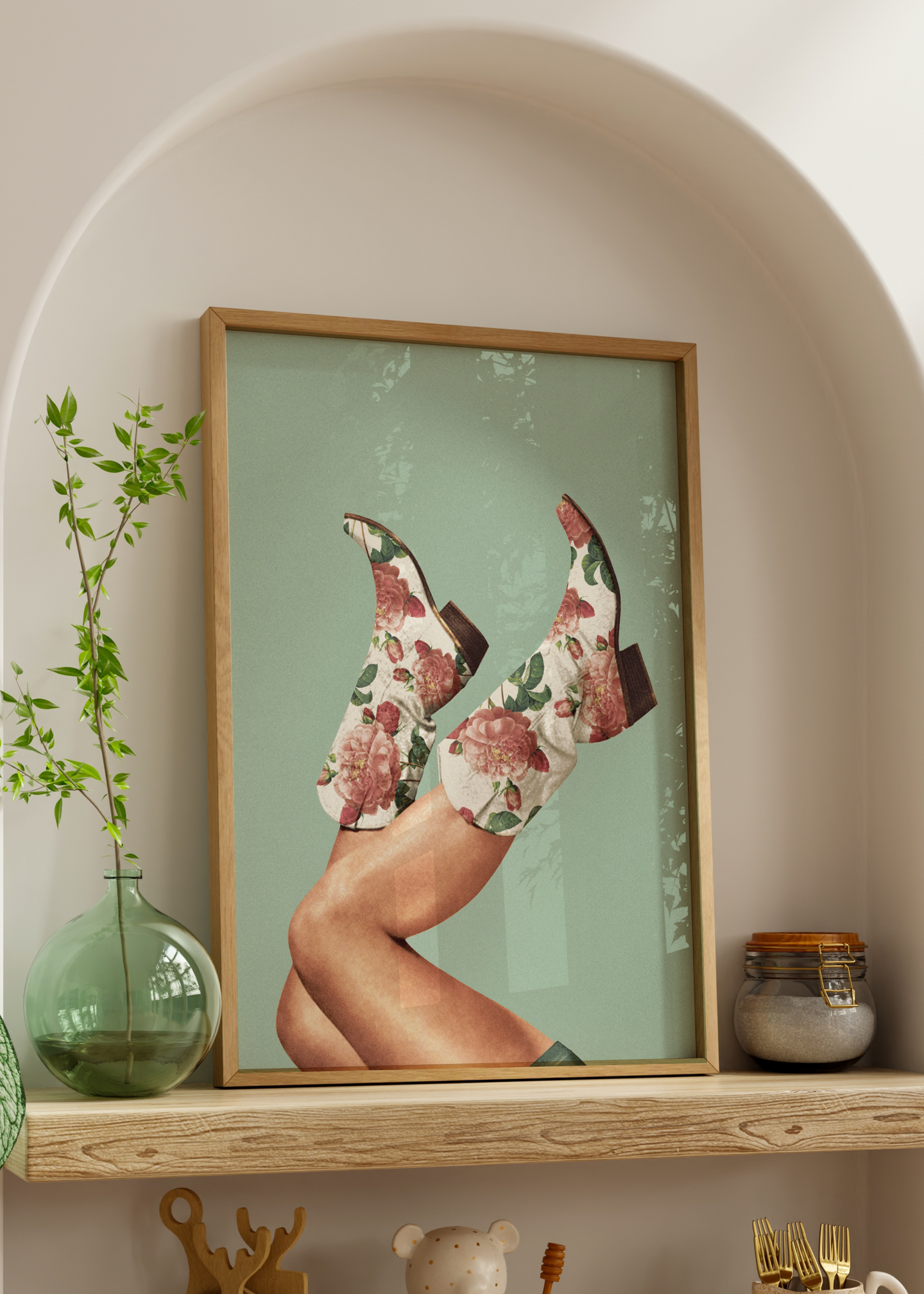 These Boots - Floral Boho Art Print | Floral Fashion Boots Wall Art | By Vertigo Artography
