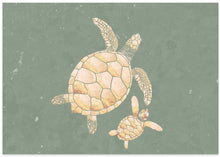Load image into Gallery viewer, Landscape gold turtles green
