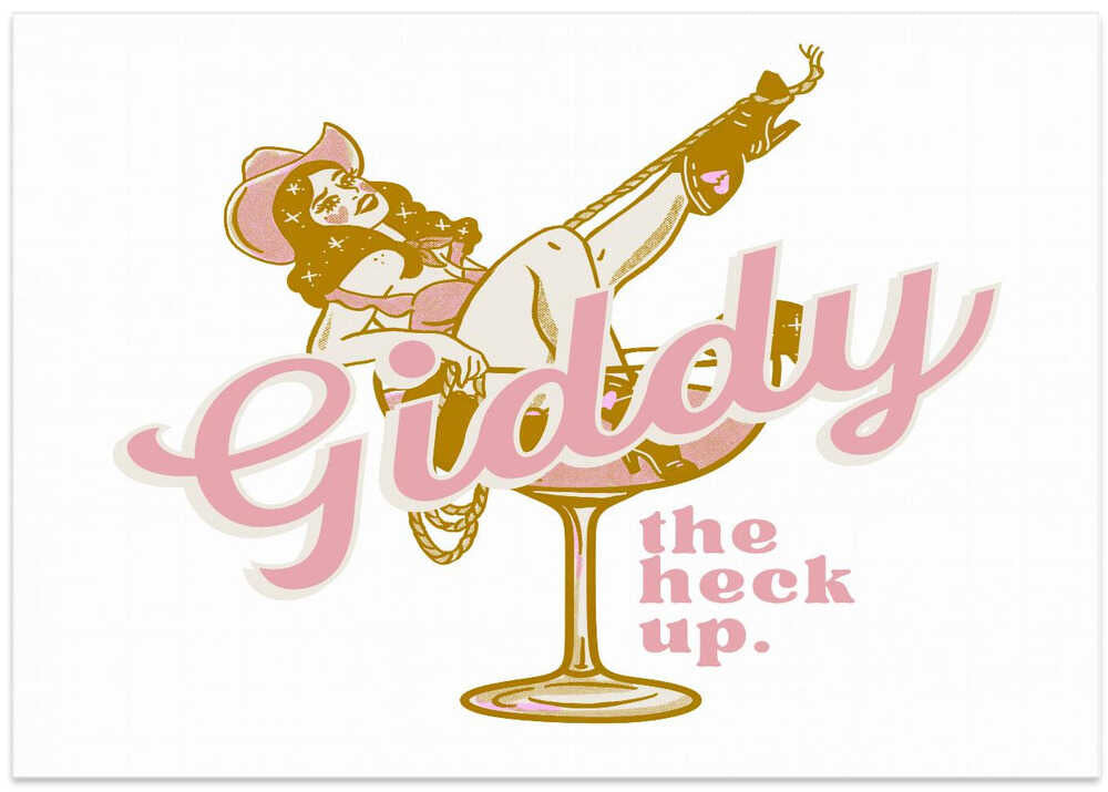 Giddy The Heck Up Retro Western Rodeo Cowgirl