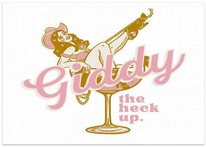 Giddy The Heck Up Retro Western Rodeo Cowgirl