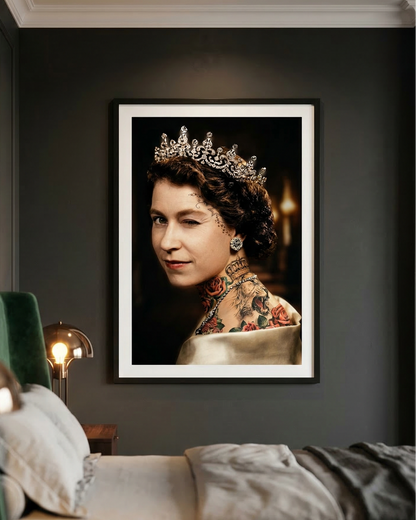 Punk Tattoo Queen Print | Limited Edition Colour Queen Elizabeth Wall Art