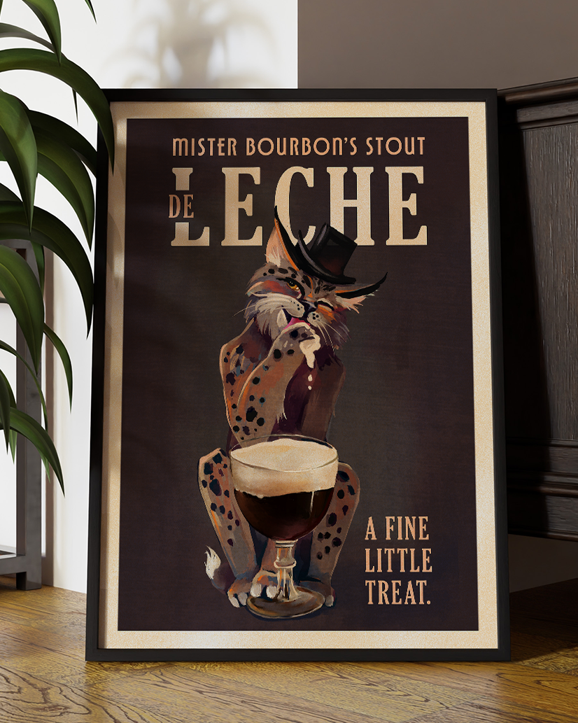 Bourbon De Leche Guinness Style Cat Art