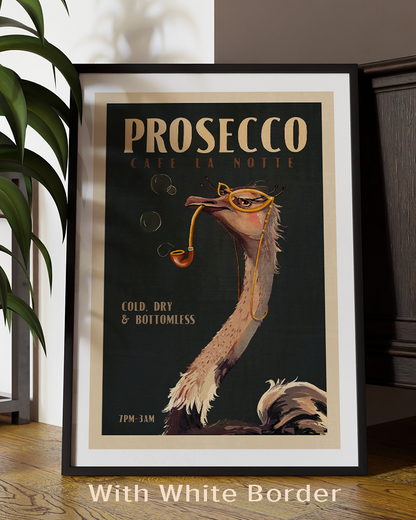 Art Deco Prosecco Wall Art Of An Ostrich