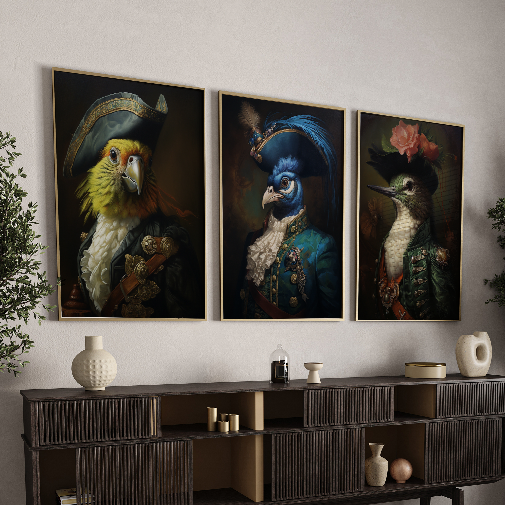Pirate Animal Bird Prints | Quirky Gallery Wall Set of 3 Prints