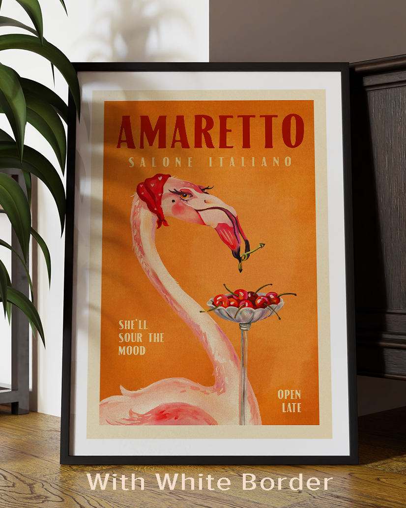 Amaretto Flamingo Art Deco Italian Cafe Travel Art