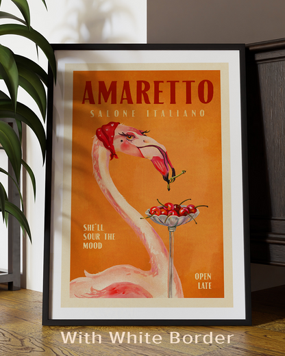 Amaretto Flamingo Art Deco Italian Cafe Travel Art