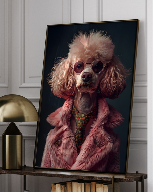 Rock 'n' Roll Prink Poodle | Altered Poodle Dog Portrait Wall Art