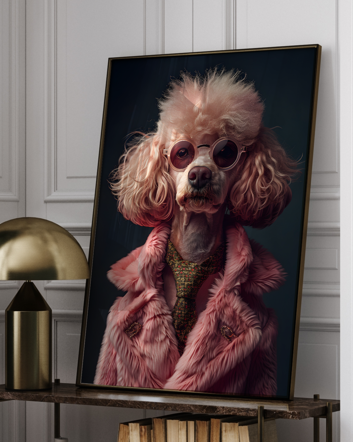 Rock 'n' Roll Prink Poodle | Altered Poodle Dog Portrait Wall Art