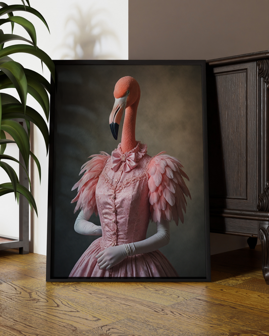 Pink Flamingo Princess  | Altered Animal Portrait Wall Art