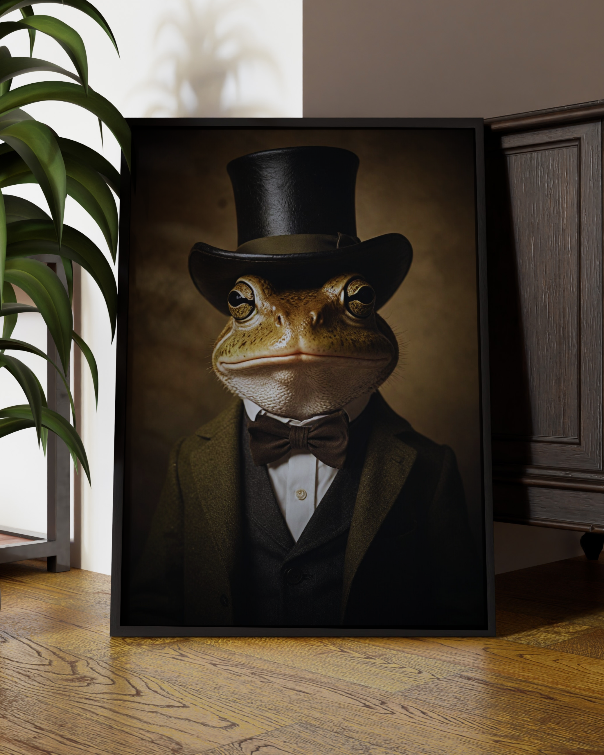 Dapper Frog in Top Hat | Altered Frog Portrait Wall