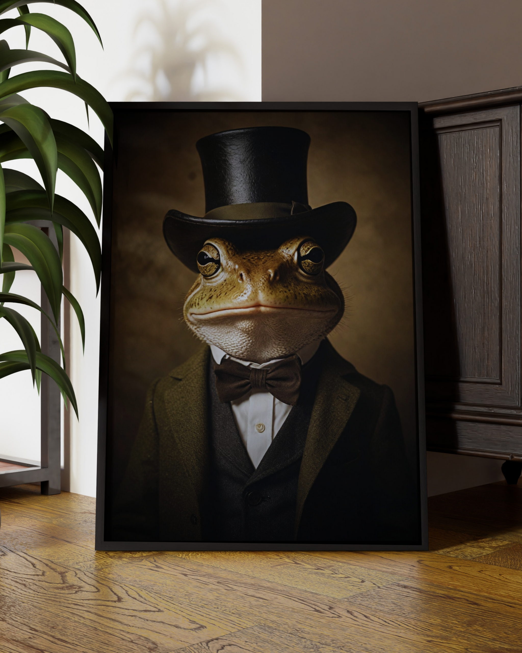 Dapper Frog in Top Hat | Altered Frog Portrait Wall