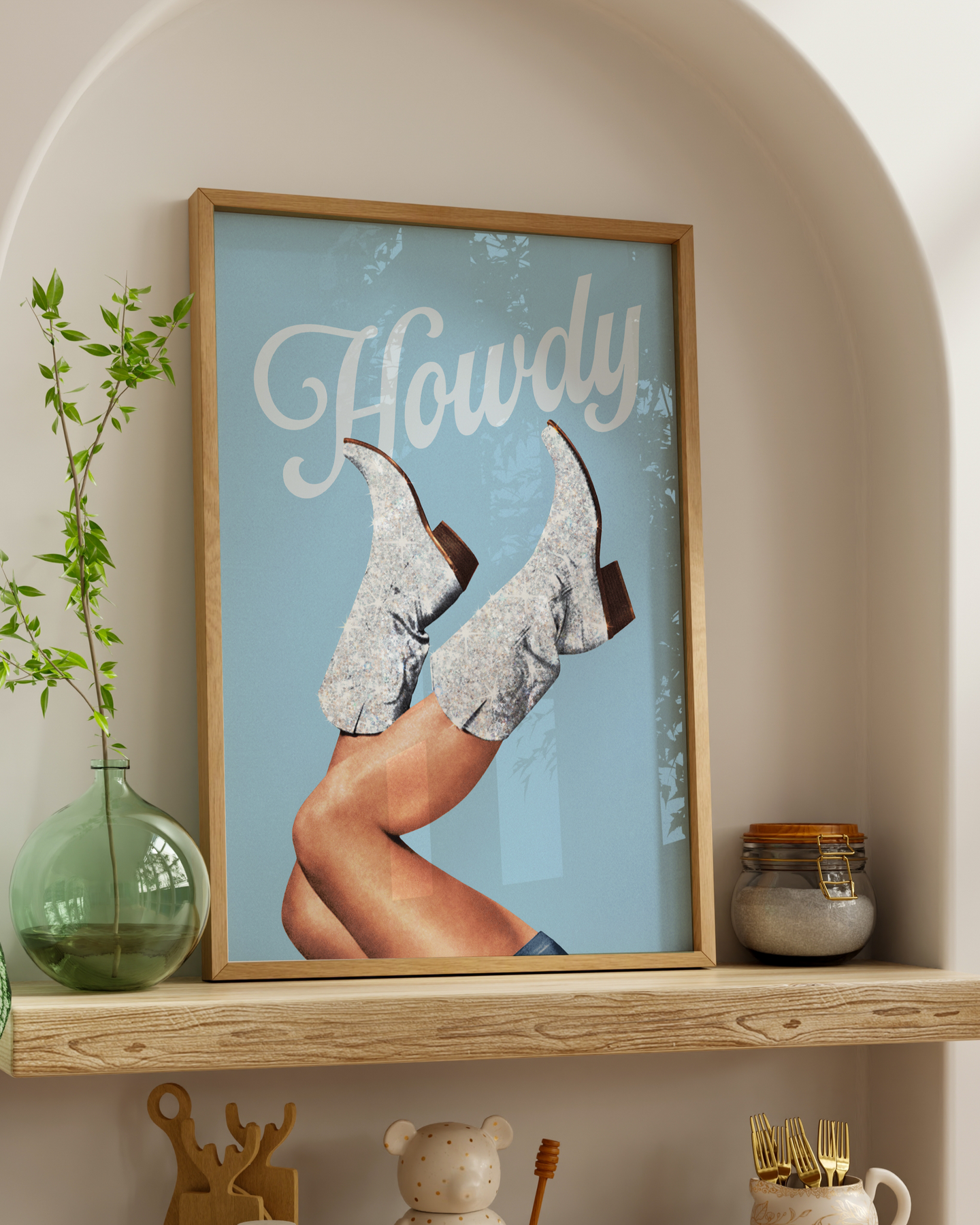 These Boots - Howdy Glitter Blue Howdy Print  | Surreal Art Print | By Vertigo Artography