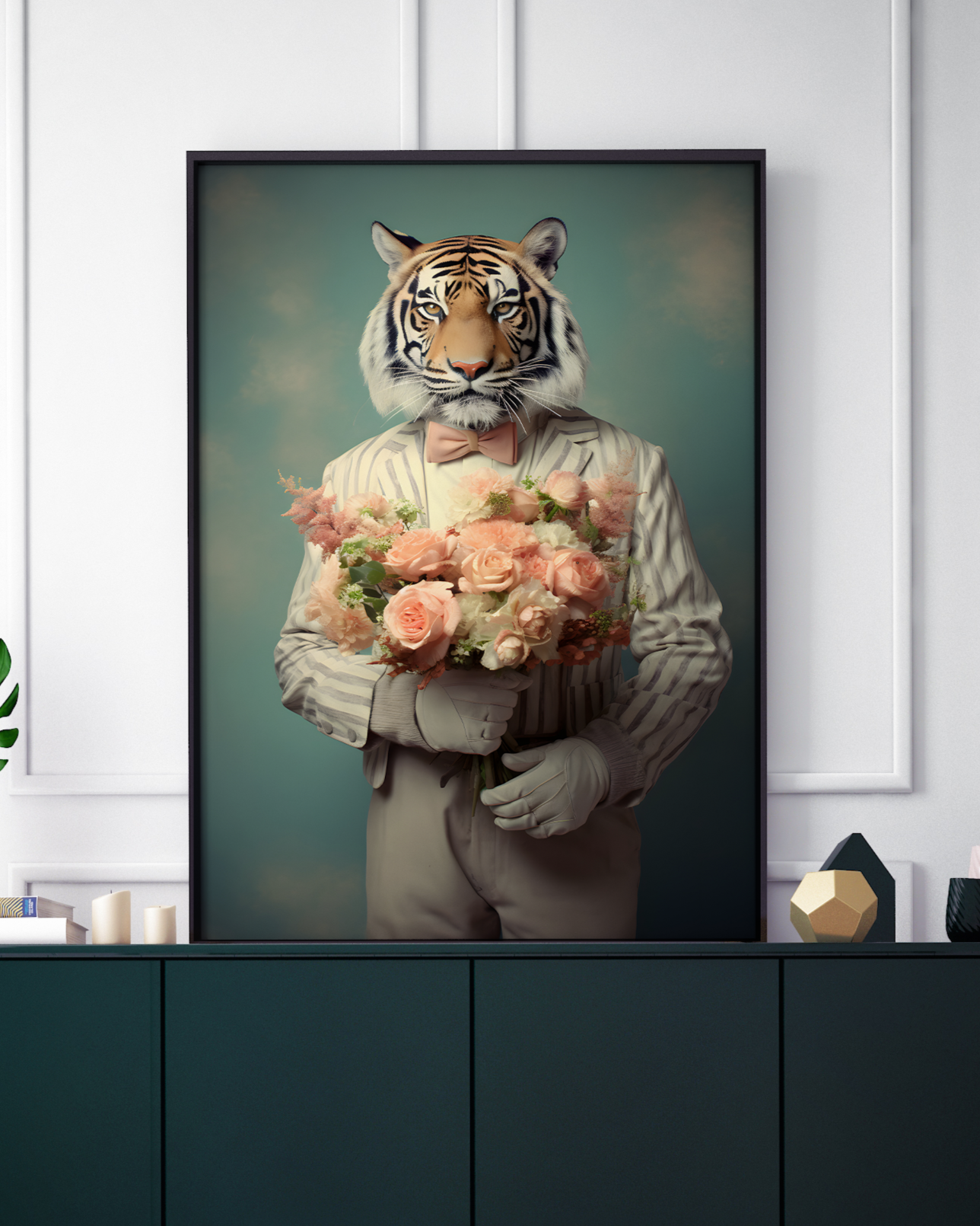 Floral Mr Tiger | Altered Portrait Wall Art
