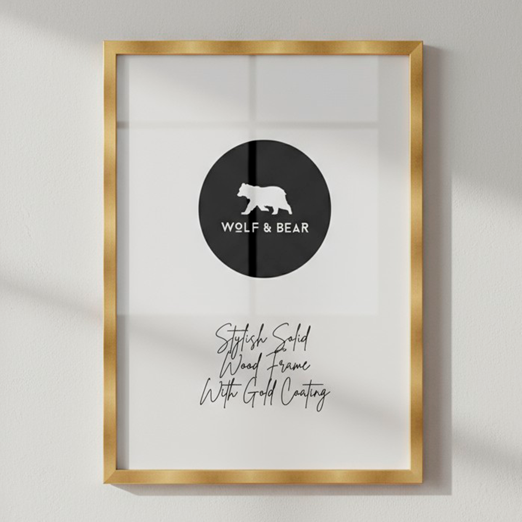 Solid Wood Gold Coated Matt Frame