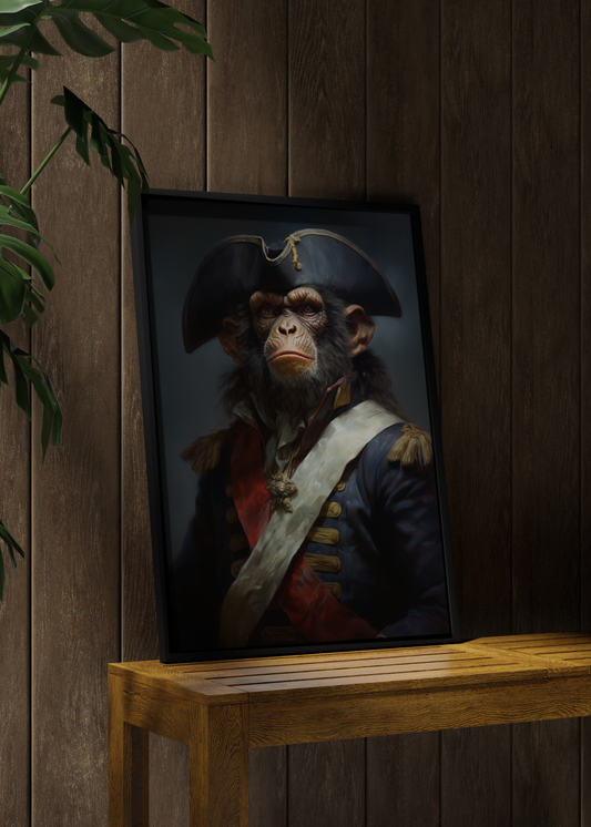 Chimpanzee Pirate Portrait | Altered Animal Portrait Wall Art