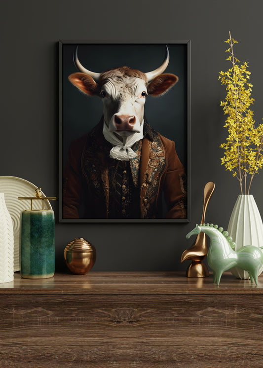 Mr Bull Portrait | Altered Vintage Bull Portrait Wall Art
