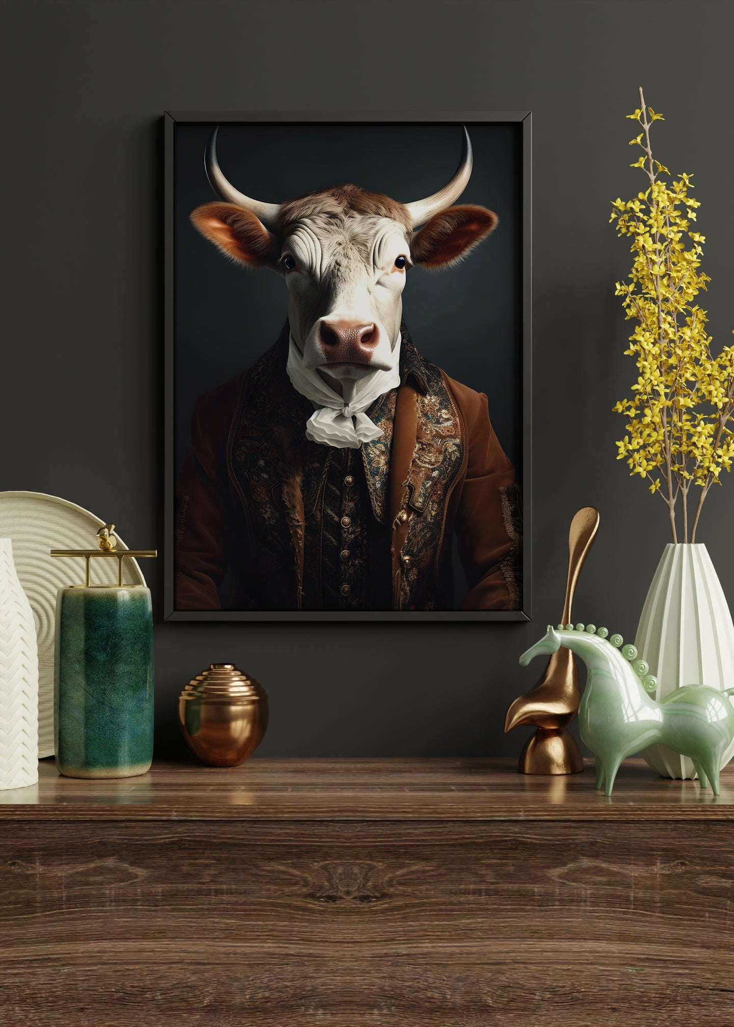 Mr Bull Portrait | Altered Vintage Bull Portrait Wall Art