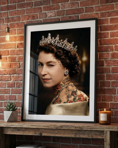 Punk Tattoo Queen Print | Limited Edition Colour Queen Elizabeth Wall Art