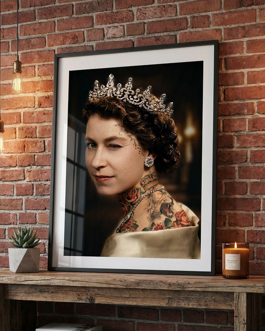 Punk Tattoo Queen Print | Limited Edition Colour Queen Elizabeth Wall Art