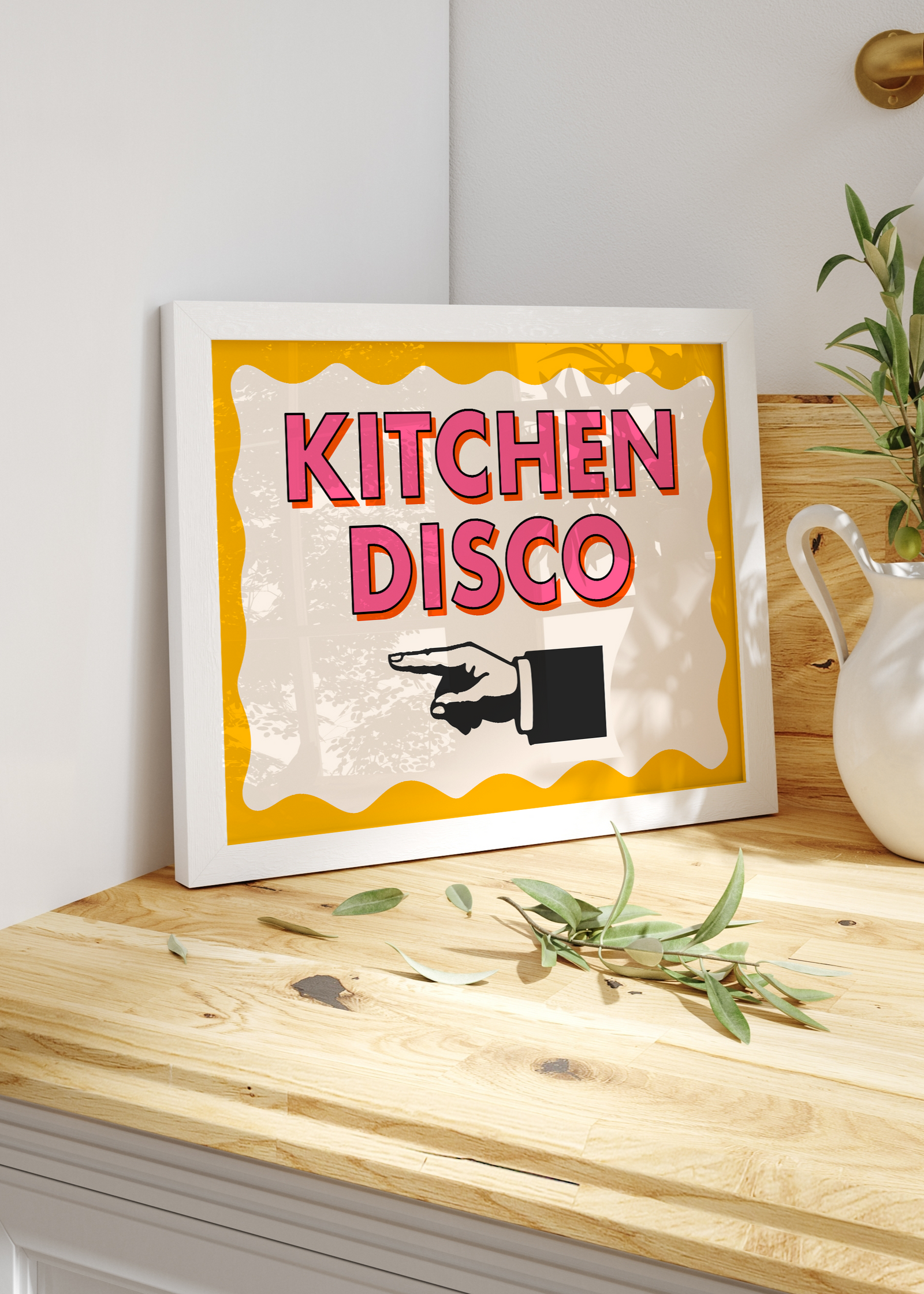 Kitchen Disco Quote Print (Left) | Kitchen Print Optional Colour Wall Art | By Pink Giraffe Print Co